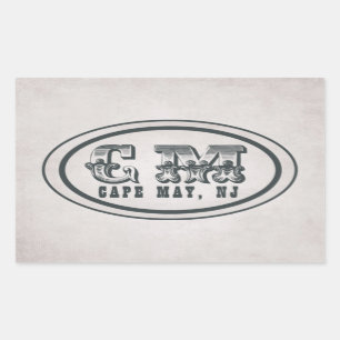 Vintage Style Beach Cape May NJ Tag Stickers
