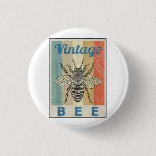 Vintage Style Bee Queen Honey Beekeeper Beekeeping 3 Cm Round Badge