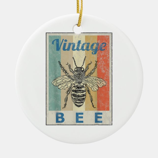 Vintage Style Bee Queen Honey Beekeeper Beekeeping Ceramic Tree Decoration (Front)