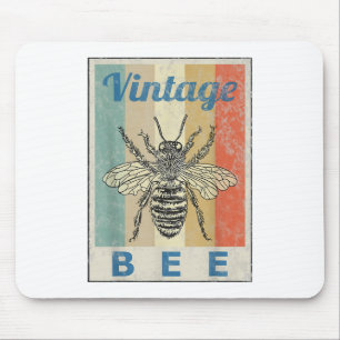 Vintage Style Bee Queen Honey Beekeeper Beekeeping Mouse Mat