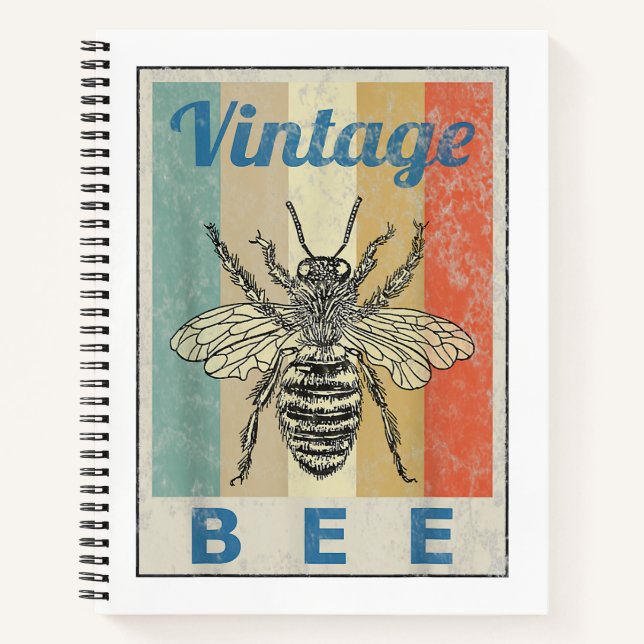 Vintage Style Bee Queen Honey Beekeeper Beekeeping Notebook (Front)