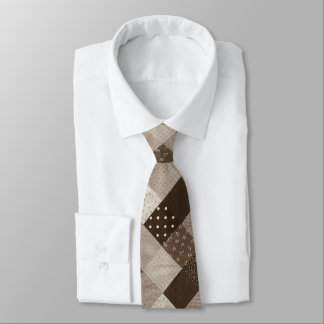 vintage style beige and brown patchwork tie