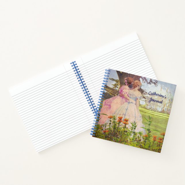 Vintage Style Best Friends Walking in Garden Notebook (Inside)