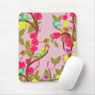 Vintage style Birds and Flowers Mouse Mat