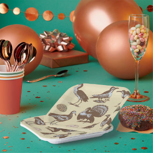 Vintage Style Birds Paper Plates