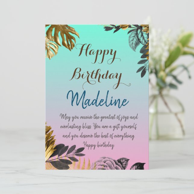 Vintage style birthday card blue gradient (Standing Front)