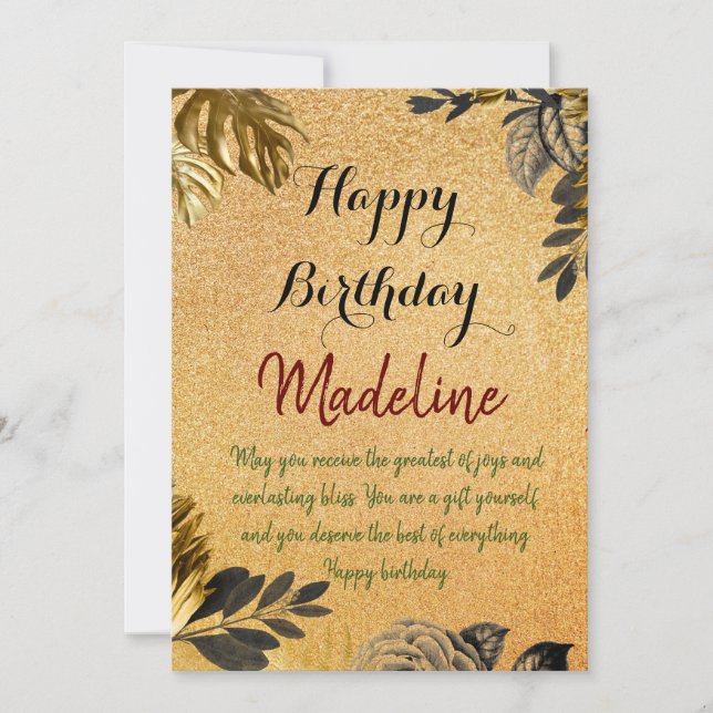 Vintage style birthday card golden (Front)