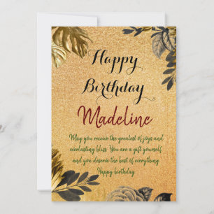 Vintage style birthday card golden