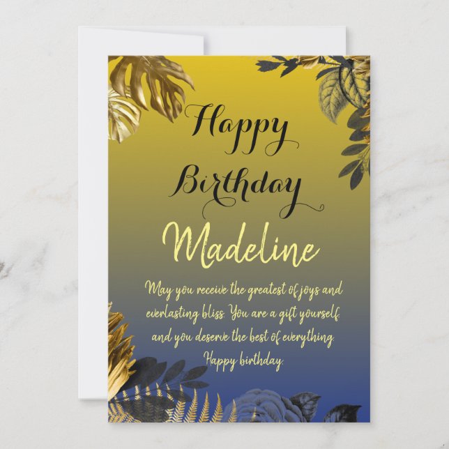 Vintage style birthday card violet yellow (Front)