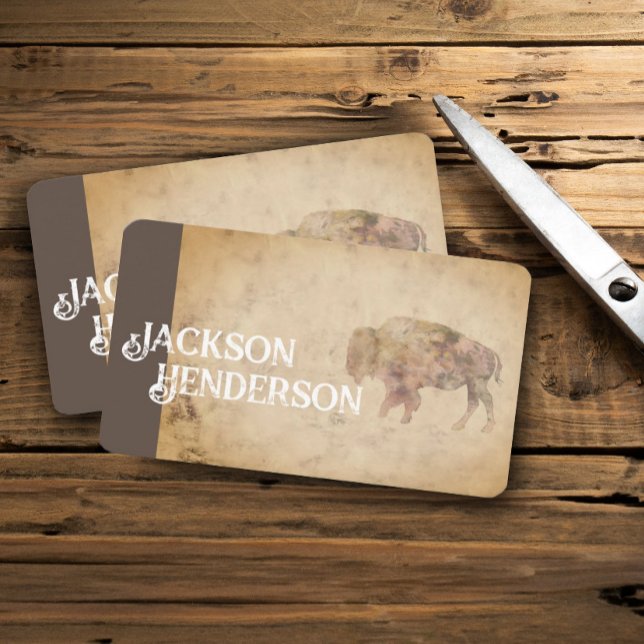 vintage style bison art brown rustic  business card (Creator Uploaded)