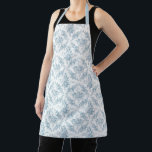 Vintage Style Blue and White Engraved Floral Apron<br><div class="desc">Timelessly elegant vintage-inspired blue roses and vines embellished with ornamental scrolls and shell motifs.</div>
