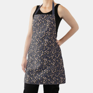 Vintage-style blue color botanical pattern apron