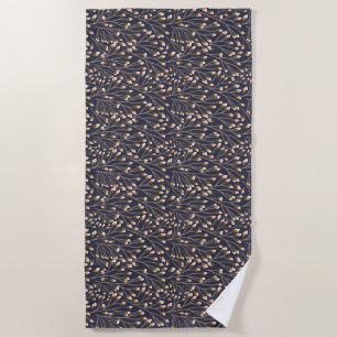 Vintage-style blue color botanical pattern beach towel