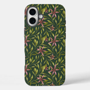 Vintage-style blue color botanical pattern Case-M iPhone 16 Plus Case