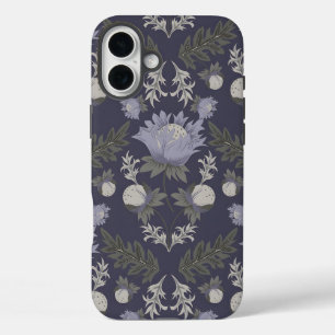 Vintage-style blue color botanical pattern Case-M iPhone 16 Plus Case