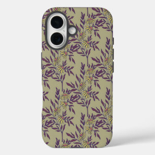 Vintage-style blue color botanical pattern Case-M iPhone 16 Case