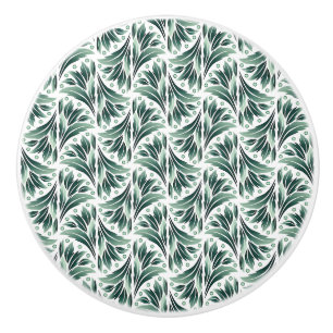 Vintage-style blue color botanical pattern  cerami ceramic knob