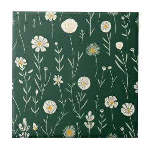Vintage-style blue color botanical pattern cerami tile