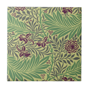 Vintage-style blue color botanical pattern cerami tile