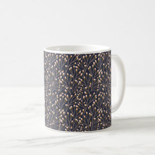 Vintage-style blue color botanical pattern coffee mug