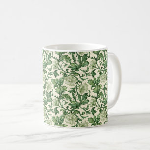 Vintage-style blue color botanical pattern coffee mug