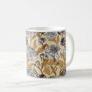 Vintage-style blue color botanical pattern  coffee mug