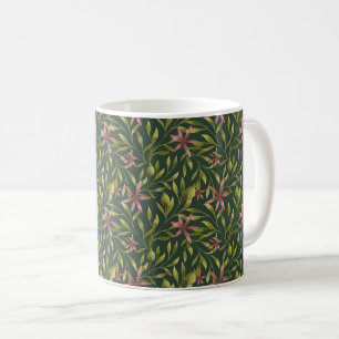 Vintage-style blue color botanical pattern coffee mug