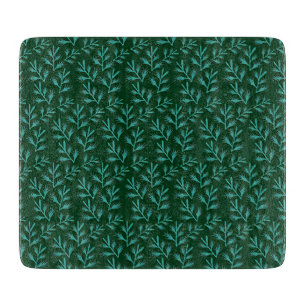 Vintage-style blue color botanical pattern cuttin cutting board