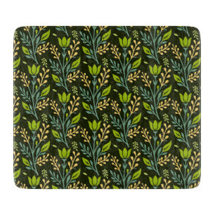 Vintage-style blue color botanical pattern cuttin cutting board