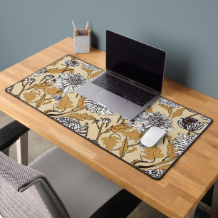 Vintage-style blue color botanical pattern  desk m mat