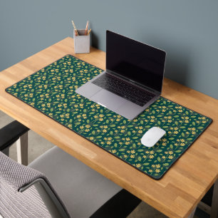 Vintage-style blue color botanical pattern  desk m mat