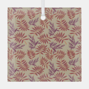 Vintage-style blue color botanical pattern  glass tree decoration