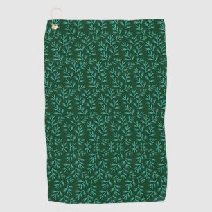 Vintage-style blue color botanical pattern  golf t towel