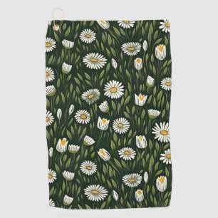 Vintage-style blue color botanical pattern golf t towel