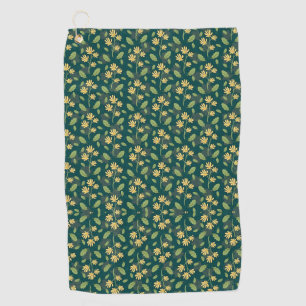 Vintage-style blue color botanical pattern golf t towel