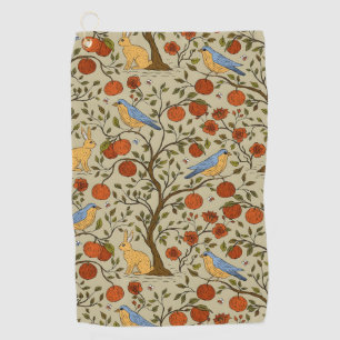 Vintage-style blue color botanical pattern golf t towel
