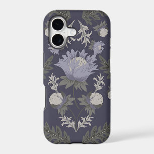 Vintage-style blue color botanical pattern iPhone