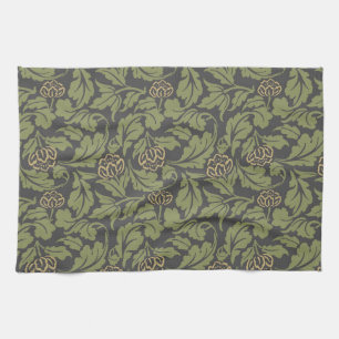 Vintage-style blue color botanical pattern  kitche tea towel