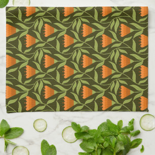 Vintage-style blue color botanical pattern kitche tea towel
