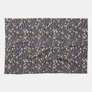 Vintage-style blue color botanical pattern kitche tea towel
