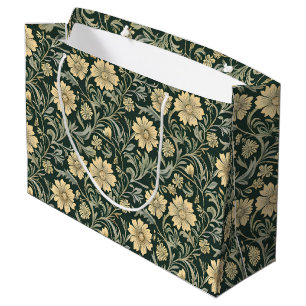 Vintage-style blue color botanical pattern  large gift bag