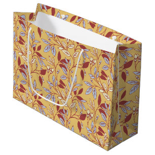 Vintage-style blue color botanical pattern  large gift bag