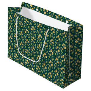 Vintage-style blue color botanical pattern  large gift bag