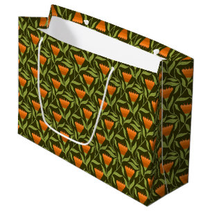 Vintage-style blue color botanical pattern  large gift bag