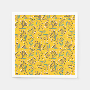 Vintage-style blue color botanical pattern napkin