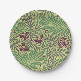 Vintage-style blue color botanical pattern paper plate
