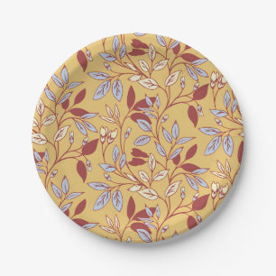 Vintage-style blue color botanical pattern paper plate