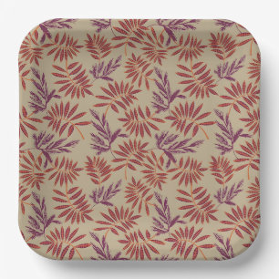 Vintage-style blue color botanical pattern paper plate