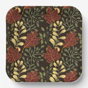 Vintage-style blue color botanical pattern paper plate