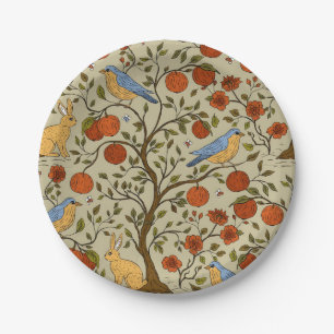 Vintage-style blue color botanical pattern paper plate